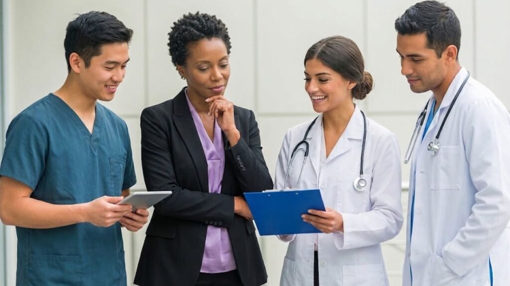 professionally dressed healthcare administrator